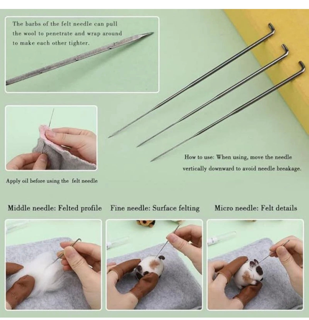 DIY Needle Felting Kit - 12 Pieces Doll Making Wool Needle Felting Starter Kit