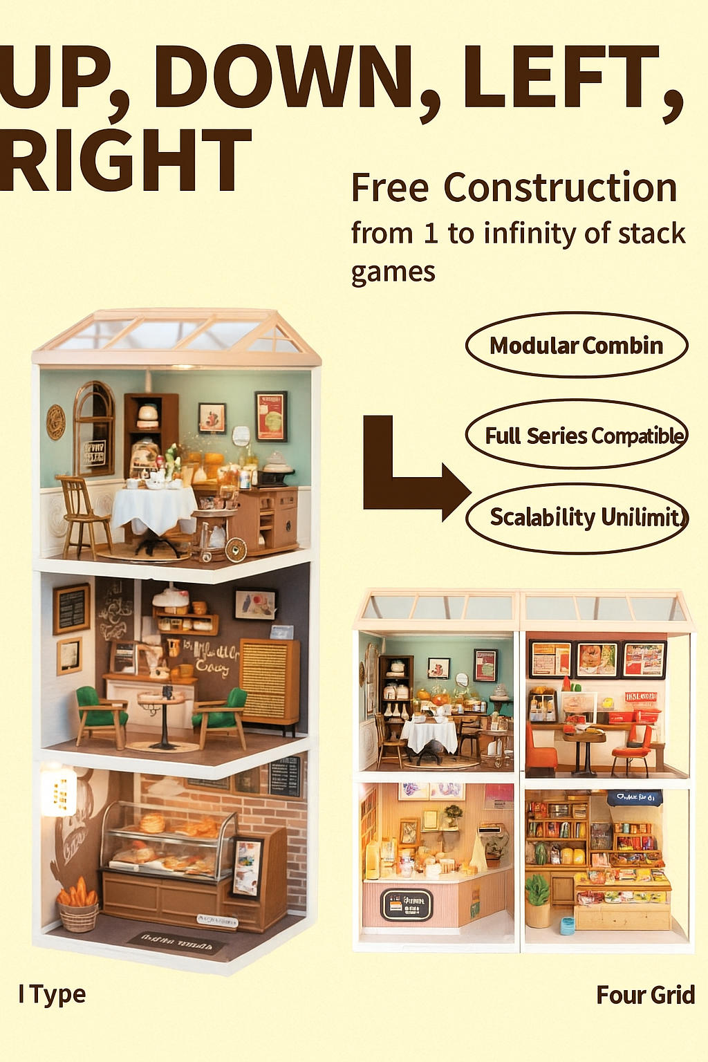 DIY Super Creator Dollhouse Series - Yum Burgers, Cheers Bar & Sweet Sips Tea