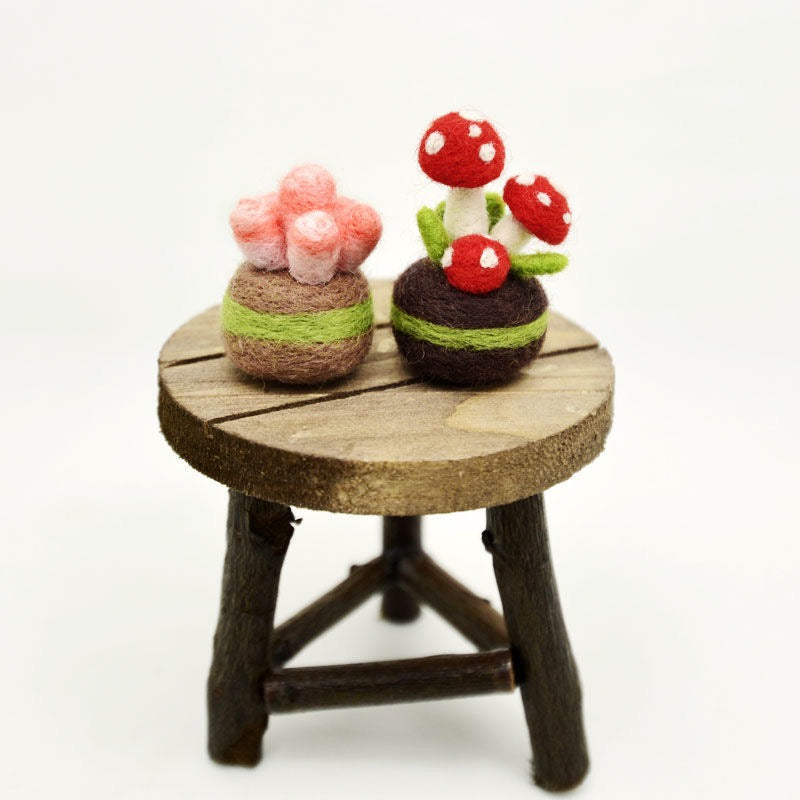 Mini Felt Cactus Garden – Handmade Wool Succulent Ornaments