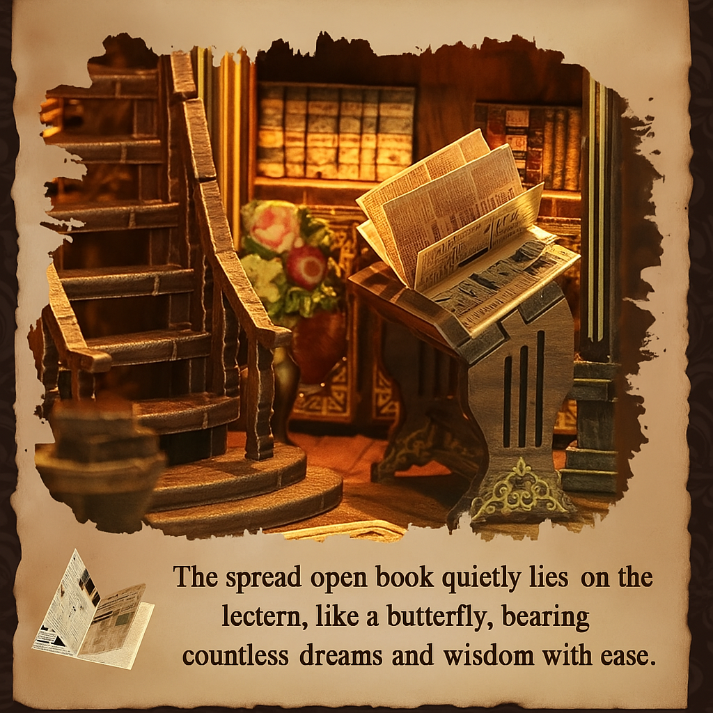 The Enchanted Library DIY Wooden Book Nook Kit with Touch Light & Gear Mechanis
